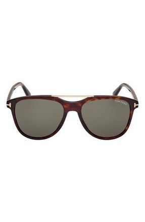 Tom Ford Damian 54mm Pilot Sunglasses in Shiny Dark Havana /Smoke at Nordstrom Rack