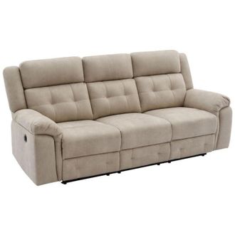 Vente-Unique Divano 3 posti relax elettrico in Microfibra Beige - ORTIANO