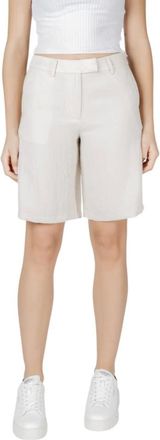 Vila Vila, Korte Broeken, Dames, Wit, M, Nylon, Beige Dames Shorts Lente/Zomer Stijl