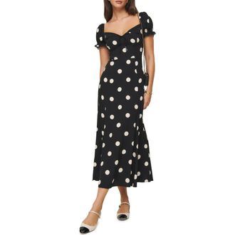 Reformation Shyla Midi Dress in Moon Dot at Nordstrom, Size 6
