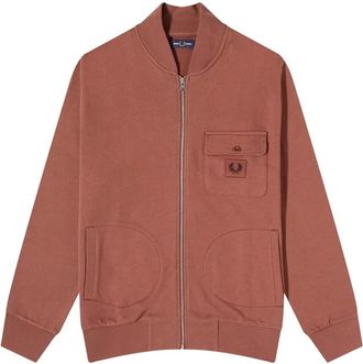 Fred Perry Mens Fred Perry Whiskey Brown Zip Through Bomber Jacket - Size: Regular/36