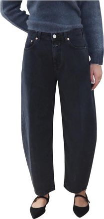 Closed Zwarte Barrel Fit Cropped Jeans - Dames - Loose Fit Jeans - Blauw - W26 - Katoen - Jeans