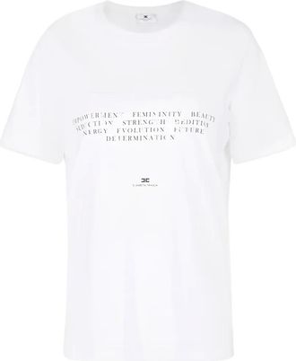 Elisabetta Franchi T-shirt met geborduurd logo - Wit