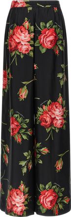 Dolce & Gabbana Bouquet Rose Trousers - Black
