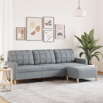 vidaXL Vidaxl - Sof&aacute; De 3 Plazas Con Taburete De Tela Gris Claro 210 Cm