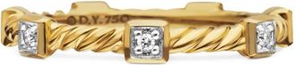 David Yurman 18kt yellow gold Cable Collectibles diamond stack ring (2mm) - women - Diamond/18kt Yellow Gold - 5.5