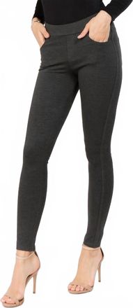 Yelete Womens Four Pocket Ponte Pants In Charcoal