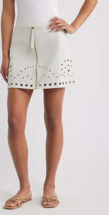 Cleobella Adelaide Eyelet Cotton Twill Miniskirt in Skywriting at Nordstrom, Size 26