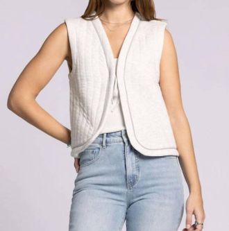 Thread & Supply Joplin Quilted Knit Vest In Ivory