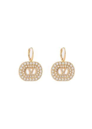 Valentino Garavani Vlogo Two-toned Crystal-embellished Drop Earrings - Gold - One Size