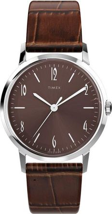 Timex Marlin Leather Strap Watch, 34mm in Brown at Nordstrom