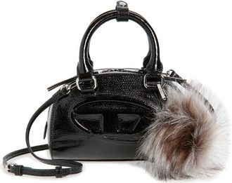 Diesel 1Dr 2.0 Dome Logo Lizard Embossed Leather Crossbody Bag in Black at Nordstrom