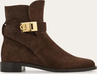 Ferragamo Women Hug buckle ankle boot Brown Size 5.5