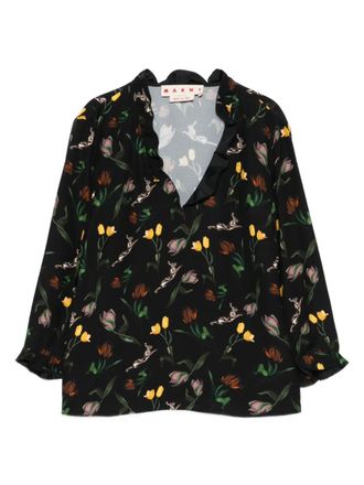 Marni floral-print blouse - Black