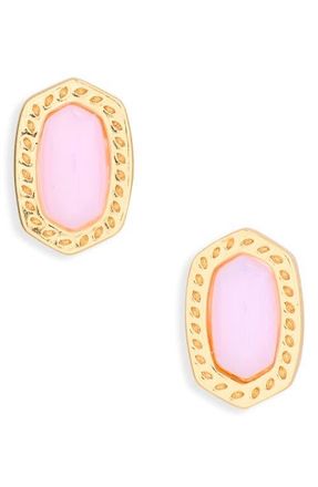 Kendra Scott Ellie Mini Stud Earrings in Gold Pink Opalite Crystal at Nordstrom