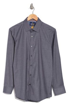 Tom Baine Denim Performance Button-Up Shirt in Charcoal at Nordstrom Rack, Size Xx-Large