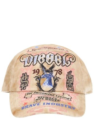 Diesel Beige Graphic Baseball Hat