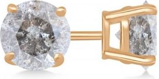 Allurez 0.75ct. 4-Prong Basket Salt & Pepper Diamond Stud Earrings 14kt Rose Gold