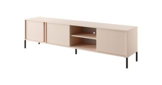 AKL FURNITURE Mueble para TV efecto madera Beige LED