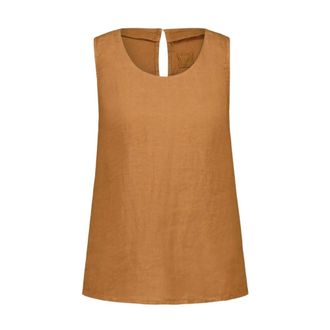 120% Lino Elegant Linen Sleeveless Top - female - 120% Lino - Sleeveless Tops - Brown - XL - Tops