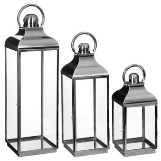 Atmosphera Set Di 3 Lanterne Seif Esterno Interno In Acciaio Inox - Atmosphera Cr&eacute;ateur DInt&eacute;rieur