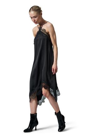 Day Birger Et Mikkelsen Umali Lace Trim Halter Neck Slip Dress in Black at Nordstrom, Size 12