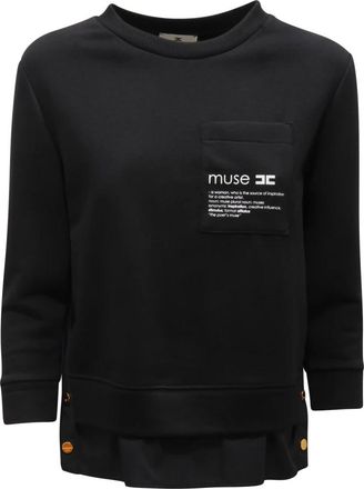 Elisabetta Franchi Md-006-56E2 Sweatshirt - Dames - Sweatshirts - Zwart - M - Katoen - Hoodies & sweatvesten