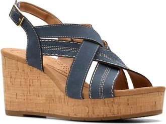 Clarks Sabina Sling Leather Wedge