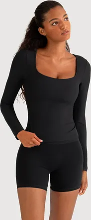 Bloch Ladies Apex Rib Long Sleeve Top, Black