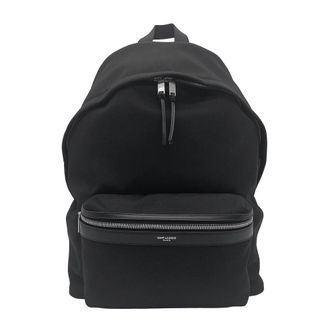 Saint Laurent Black Canvas Leather Backpack (Pre-Owned)