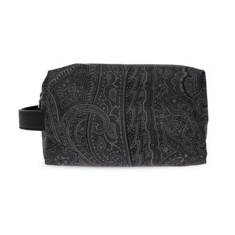 Etro Toilettas met patroon - Heren - Tassen - Grijs - Maat: ONE Size Zijde