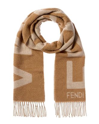 Fendi Fendi Logo Jacquard Wool & Alpaca-Blend Scarf