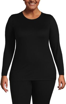 Lands End Baselayer Cozy Thermaskin Crewneck Top in Black at Nordstrom, Size X-Small P