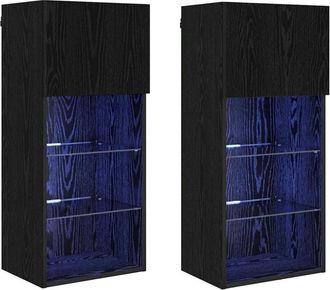 vidaXL Wall-mounted TV Cabinets 2 pcs Black Oak 40.5 x 30 x 90 cm vidaXL