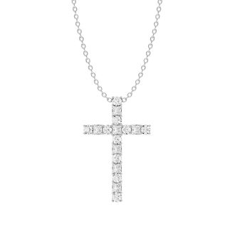Diamond2Deal 14K White Gold 3.5 Ct Round & Princess Diamond Cross Pendent