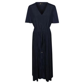Herno Abito Plissettato con Scollo a V - - Dresses - Donna - Blu - S
