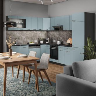 Vicco Cocina Esquinera R-line, Gris Azulado/antracita, 227 X 287 Cm Sin Encimera