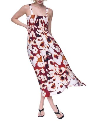 DKNY Printed Smocked Dress