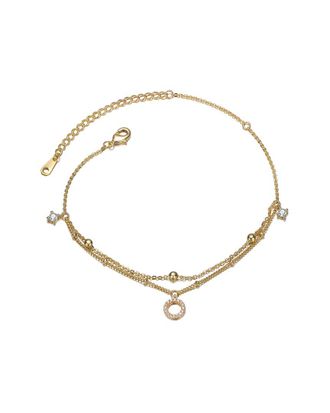 Genevive 14K Plated Cz Ankle Bracelet