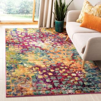 Safavieh Alfombra boho chic de polipropileno rosa/multicolor, 201 x 279 cm