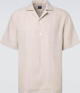 Fedeli Striped linen bowling shirt