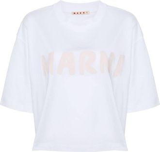 Marni cropped organic cotton T-shirt - women - Organic Cotton - 40 - White