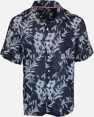 Tommy Hilfiger Mens Tommy Hilfiger Floral Tropic Bowling Shirt, Desert Sky - Size: Regular/40/35/34