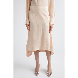 Victoria Beckham Floral Jacquard Asymmetric Satin Midi Skirt in Blossom at Nordstrom, Size 6 Us