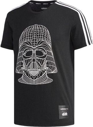 adidas neo M Sw Tee 5 Reflective Black Printing Round Neck Short Sleeve Black CV6998