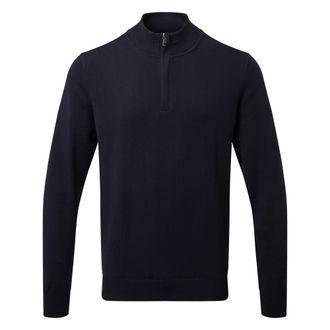 Asquith & Fox Heren Katoenen Blend Sweatshirt met ritssluiting (Franse marine)