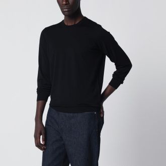 Drumohr Black Wool Crew Neck Sweater