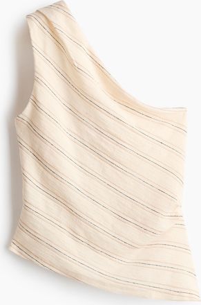 H&M One-Shoulder-Top aus strukturierter Baumwolle - White
