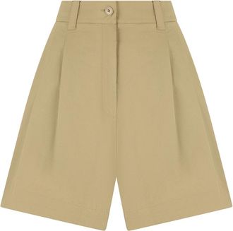 Max Mara Cotton Panama Bermuda Shorts - Dames - Korte Broeken - Beige - S - Katoen - Korte Broeken