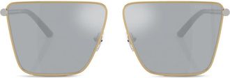 Versace Tubular Greca square-frame sunglasses - men - Metal - 54 - Gold